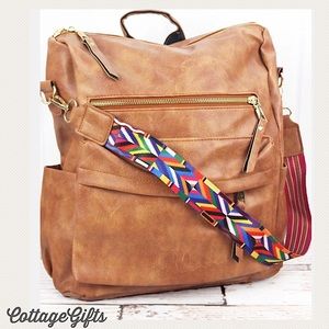 NGil Camel/Tan Vegan Leather Backpack Rucksack